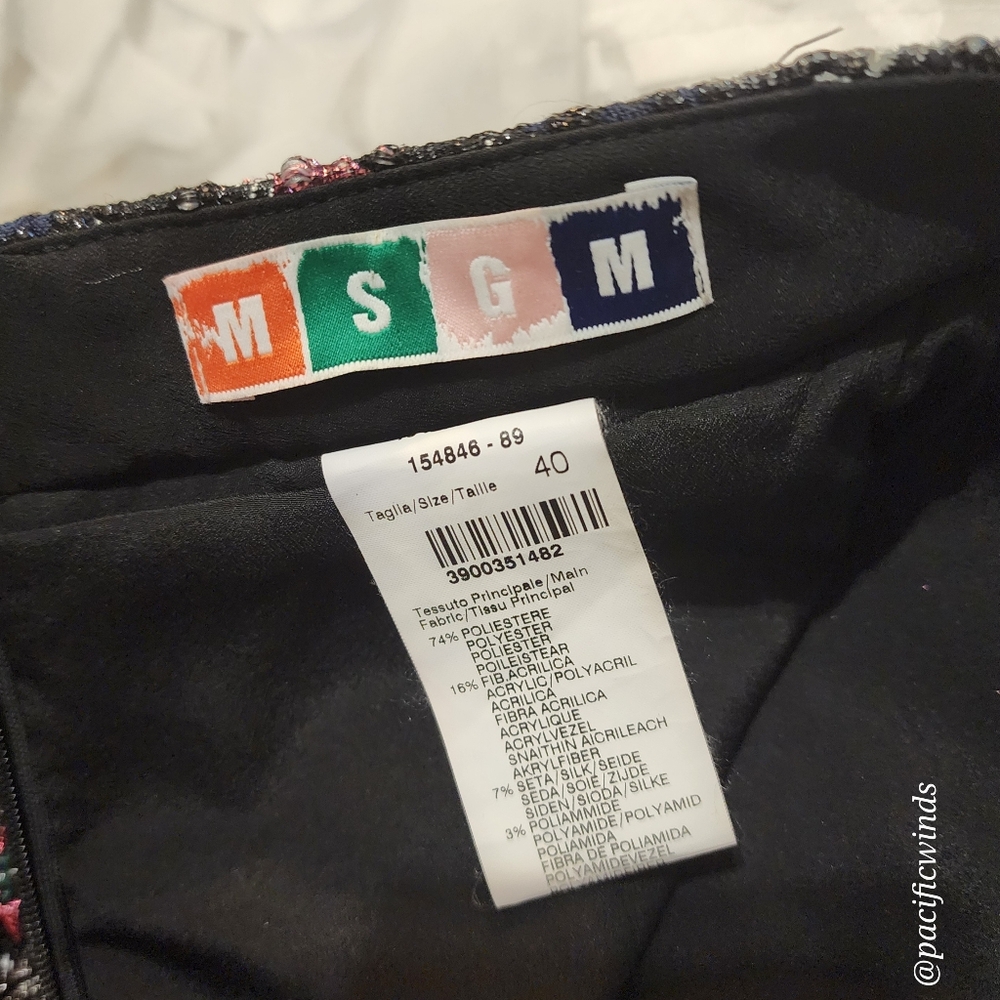 MSGM TEXTURED JAQUARD & FILAMENT (SHINY) THREAD MINI SKIRT XS - Picture 12 of 14